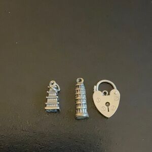 Silver charms - leaning tower of Pisa from Italy and pagoda tower from China